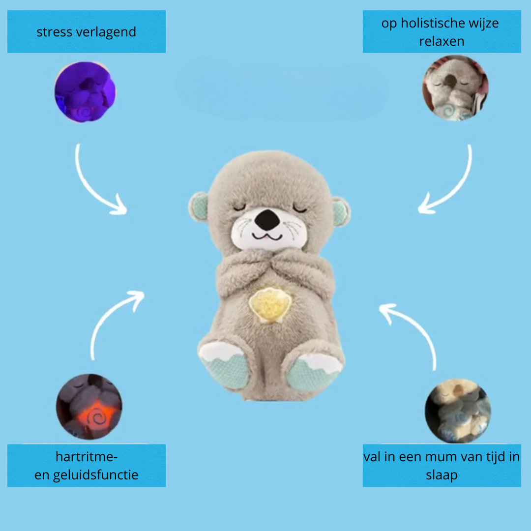 Kalmerende knuffel met ademhalingseffect, muziek & licht