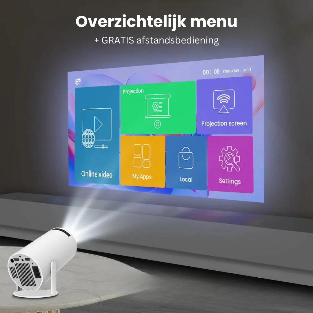Draagbare 4K Projector WiFi/Bluetooth + ingebouwde soundbar