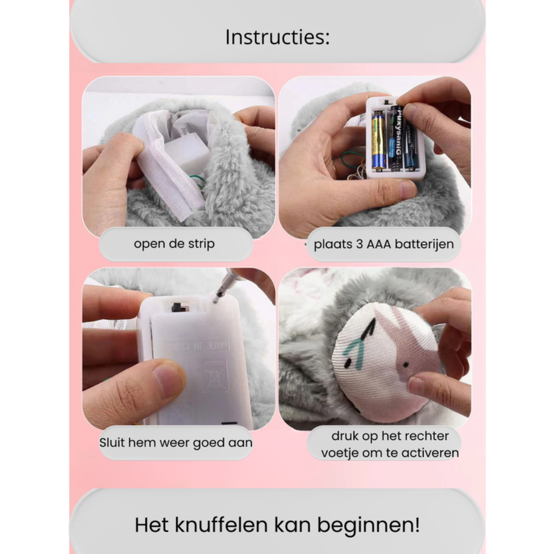 Kalmerende knuffel met ademhalingseffect, muziek & licht